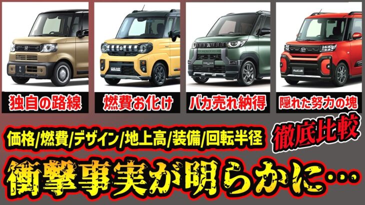 【衝撃事実発覚】軽SUVミニバン徹底比較した結果…あの車強すぎ…【タントファンクロス/スペーシアギア/N-BOX JOY/デリカミニ】
