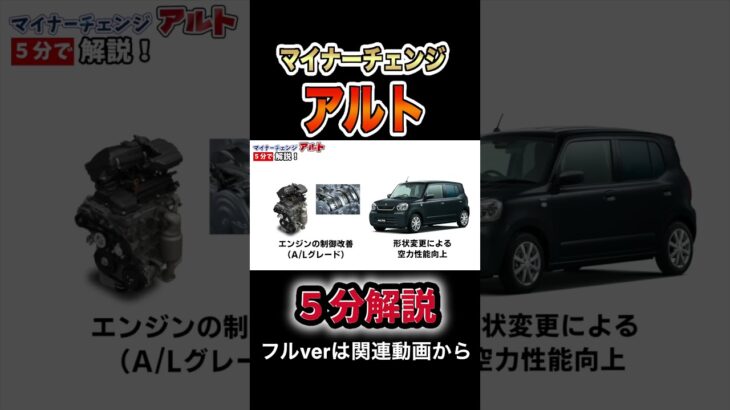 【5分で解説】スズキ・アルト マイナーチェンジの全貌！フルverは関連動画で