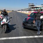 Mini Cooper JCW and BMW 1000 RR on the race track