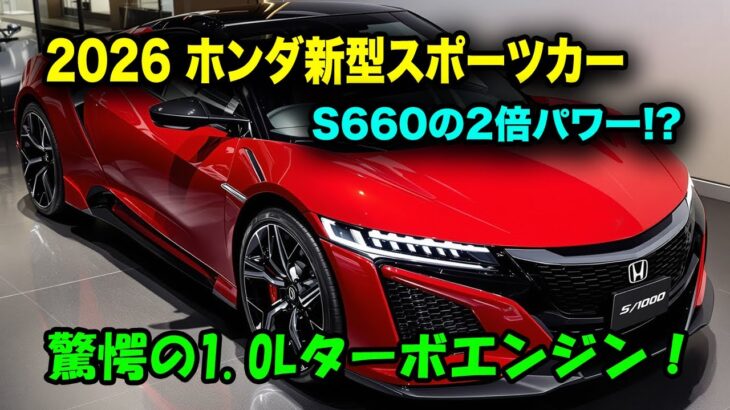 ホンダ新型スポーツオープンカー2026年登場、S660の2倍パワー！1.0L直列3気筒ターボエンジン搭載！