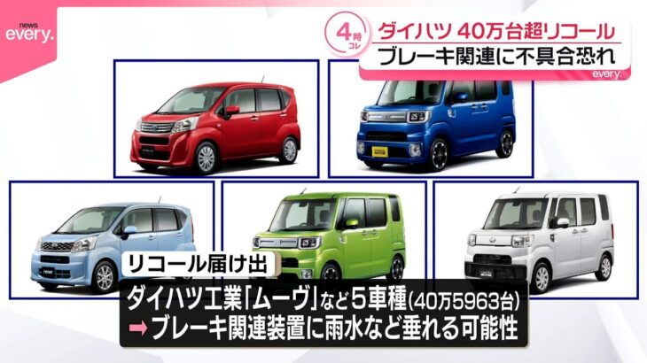 【ダイハツ】「ムーヴ｣など40万台超リコール  ブレーキ関連の装置に不具合発生のおそれ