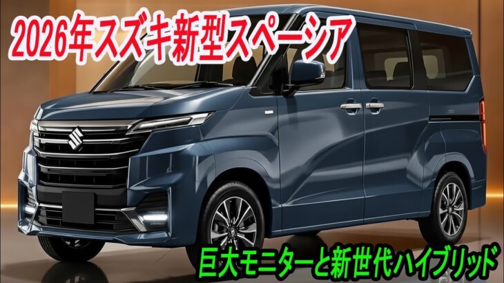 スズキ新型スペーシア、フルモデルチェンジ2026年9月発売予定！巨大モニターと新世代ハイブリッド！ゆっくり解説。