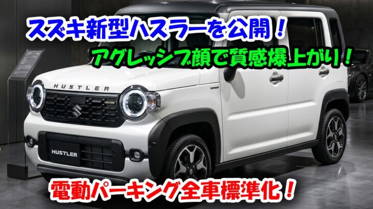スズキ新型ハスラーを公開！アグレッシブ顔で質感爆上がり、電動パーキング全車標準化！値上げでも安すぎる！