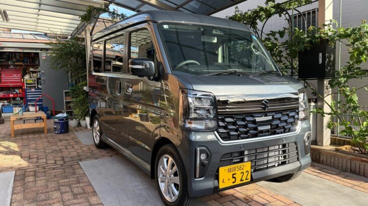 エブリイワゴンPZターボスペシャル7型FR納車💫フロントガーニッシュ💫ブラックエンブレム取付け