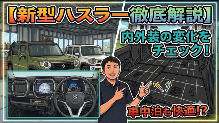 【新型ハスラー徹底解説】内外装の変化と驚きのシートアレンジ！車中泊も快適！？