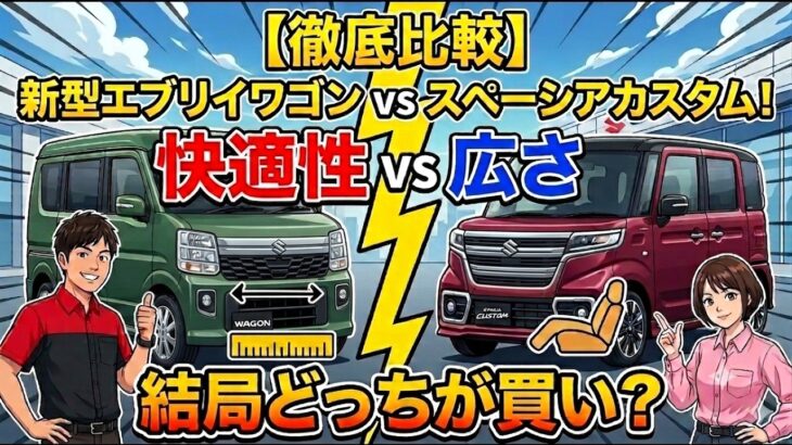 【徹底比較】新型エブリイ ワゴン vs スペーシア カスタム！「広さ」と「快適性」結局どっちが買い？