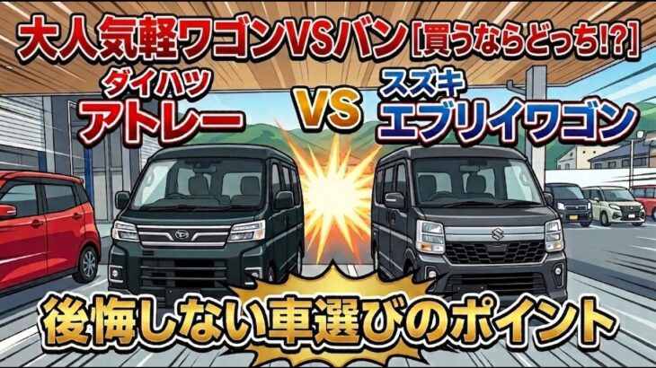 大人気軽ワゴンVSバン「買うならどっち！？」スズキ エブリイワゴン vs ダイハツ アトレー！後悔しない車選びのポイントとは