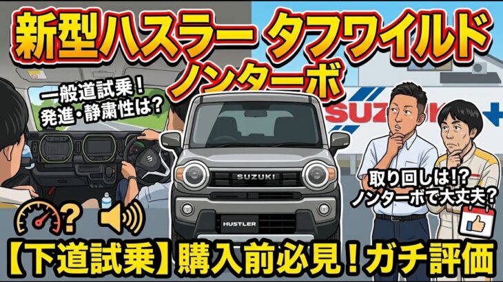 【購入前必見】新型ハスラー タフワイルド2WDノンターボ！一般道での発進加速・静粛性・取り回しは！？下道試乗レビュー！