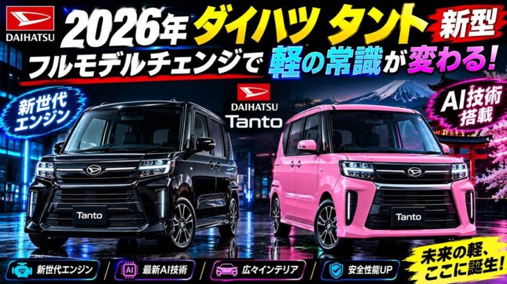 2026年ダイハツ新型タントがフルモデルチェンジ！新世代エンジン＆AI技術で軽自動車の常識が変わる！