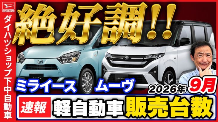 【2026年9月　軽自動車販売速報】ライバル前年割れの中、タント・タフト・ミラが絶好調！